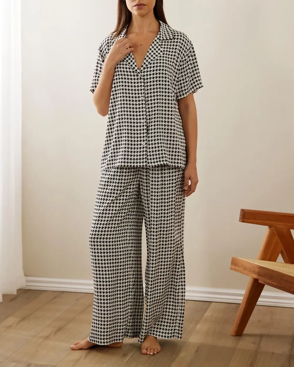 Houndstooth Long PJ Set