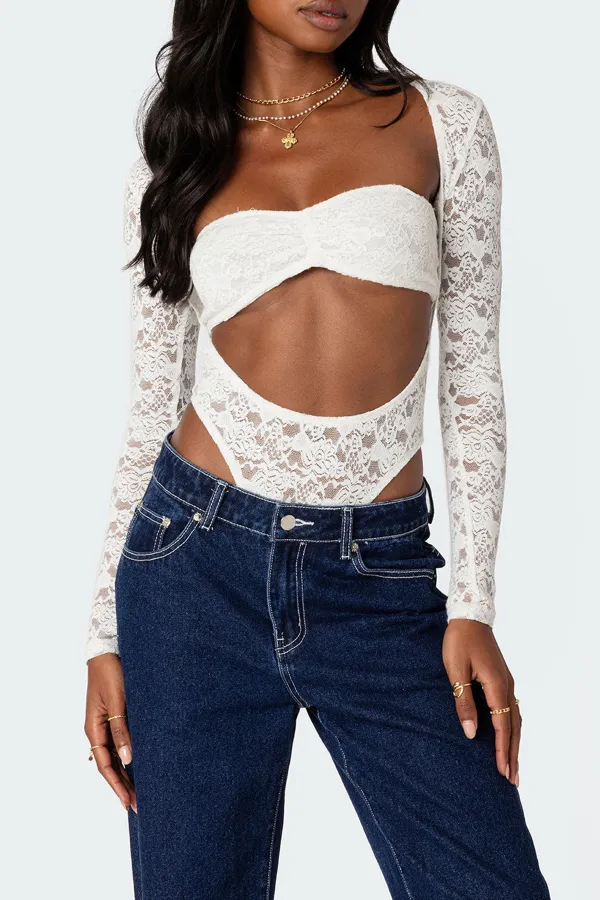Two Piece Sheer Lace Bodysuit