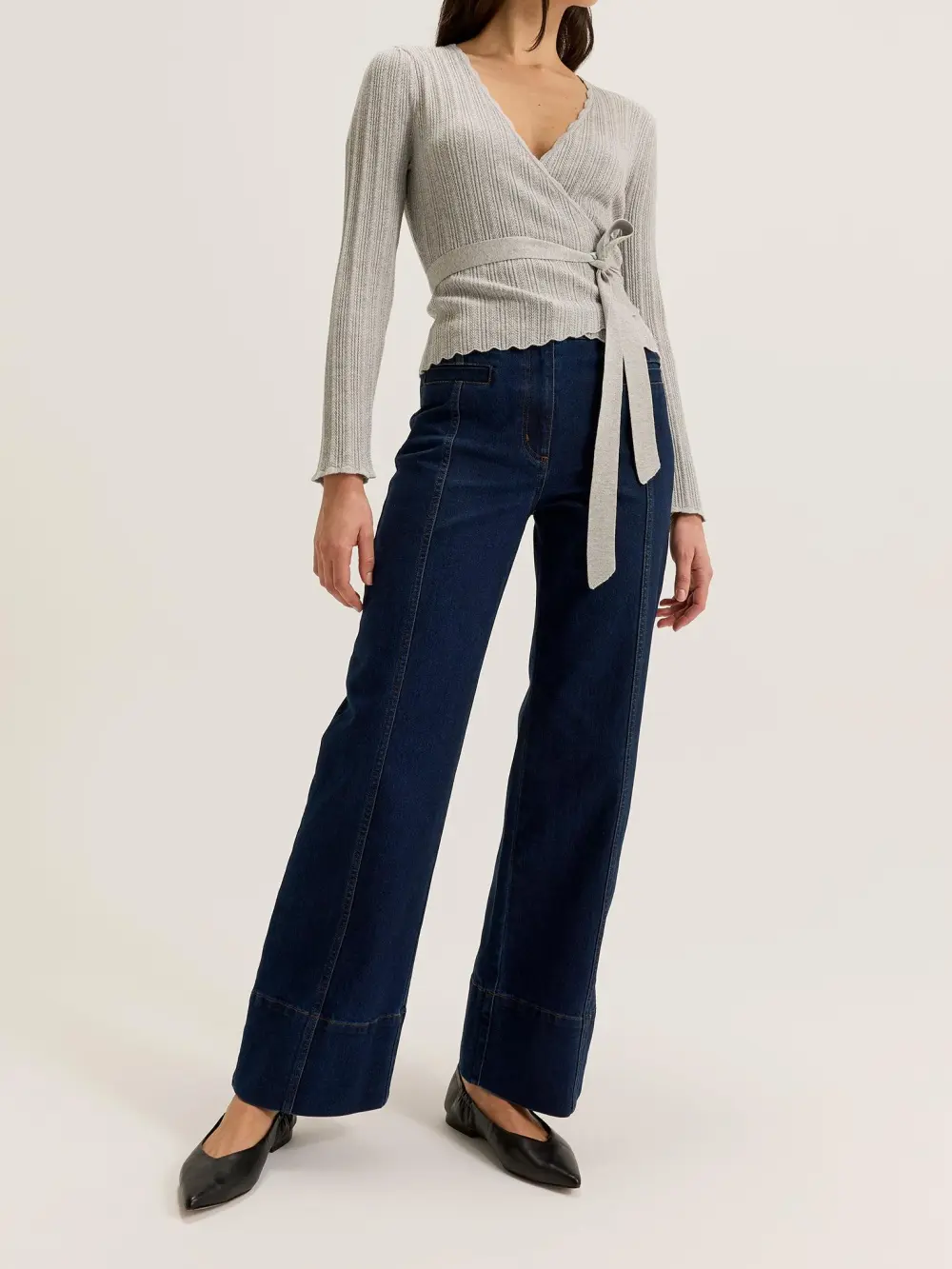 Grey Wrap Cardigan with Belt