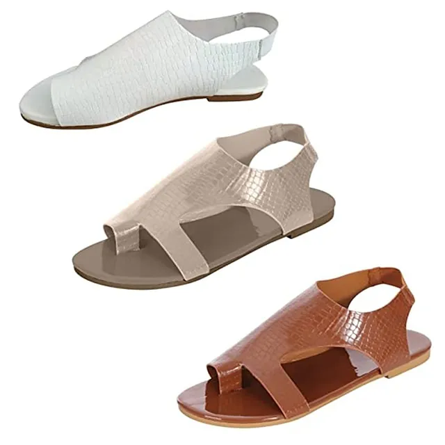 Women's Sandals Flat Sandals Orthopedic Sandals Bunion Sandals Gladiator Sandals Roman Sandals Outdoor Daily Summer Flat Heel Open Toe Vintage Classic Casual Walking Shoes PU Leather PU Loafer Solid