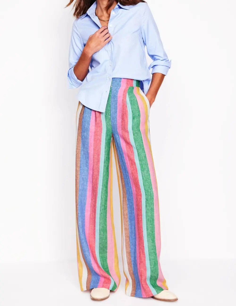 Multicolor Striped Dulwich Linen Pants