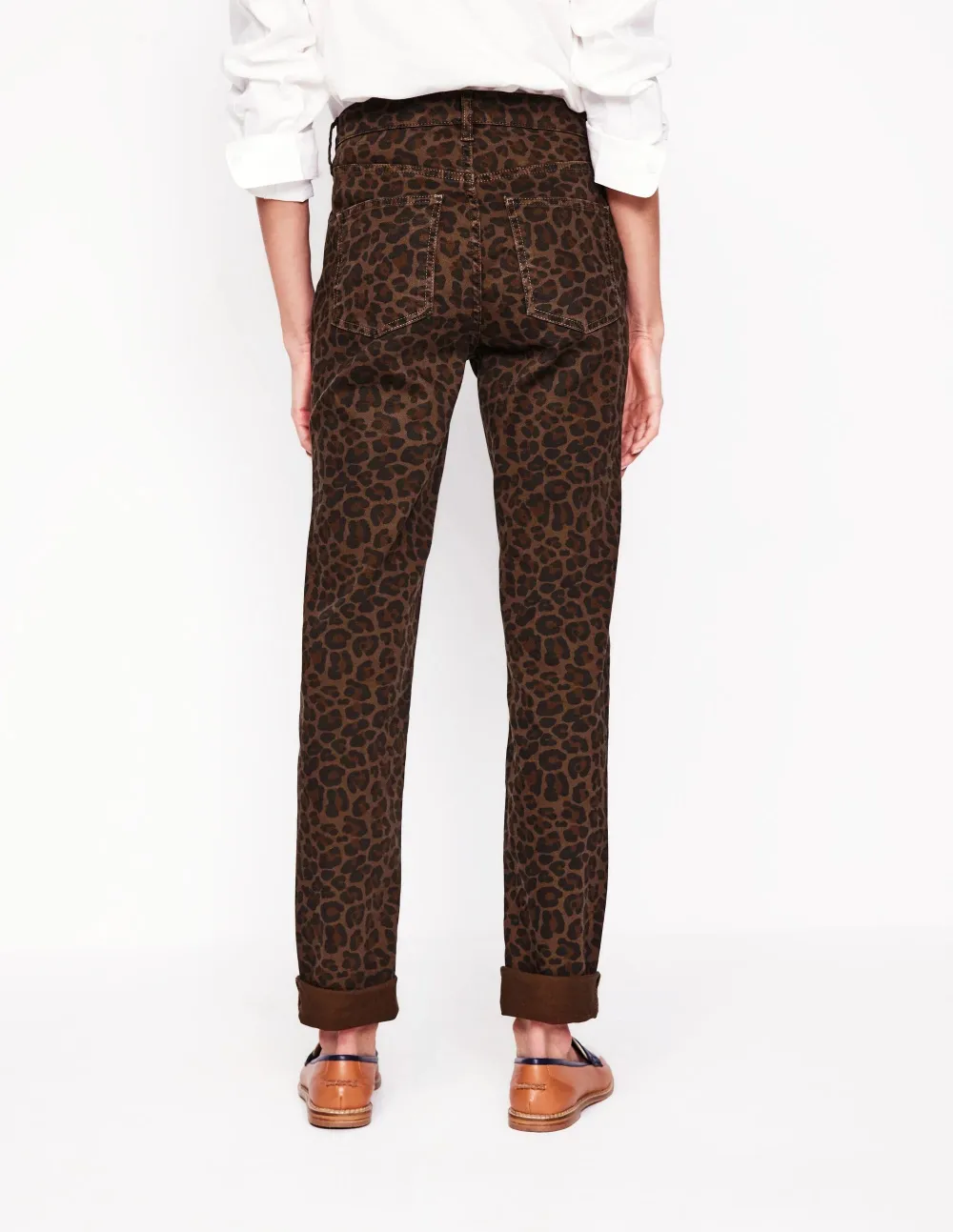 Leopard - Print Girlfriend Jeans