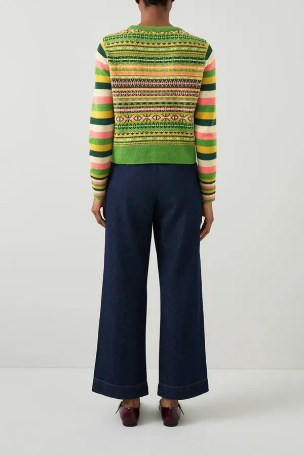 Dark Blue Wide Leg Denim Trousers