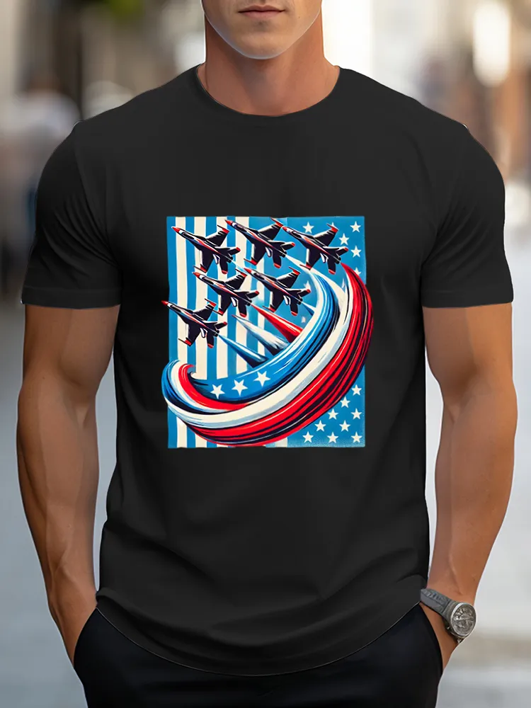 Man'S Independence Day Round-Neck Short-Sleeved T-Shirt