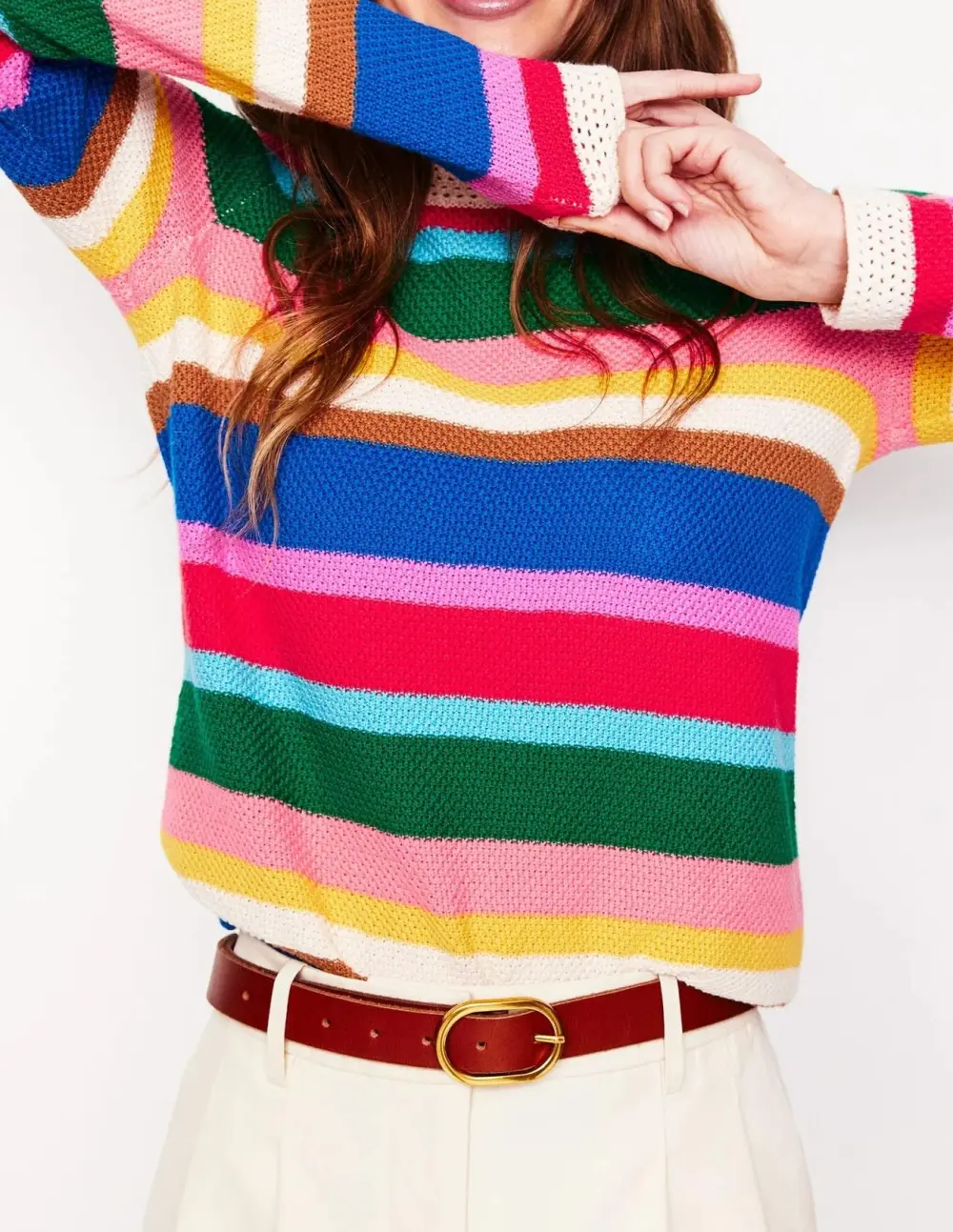Multicolor Striped Crew - Neck Sweater