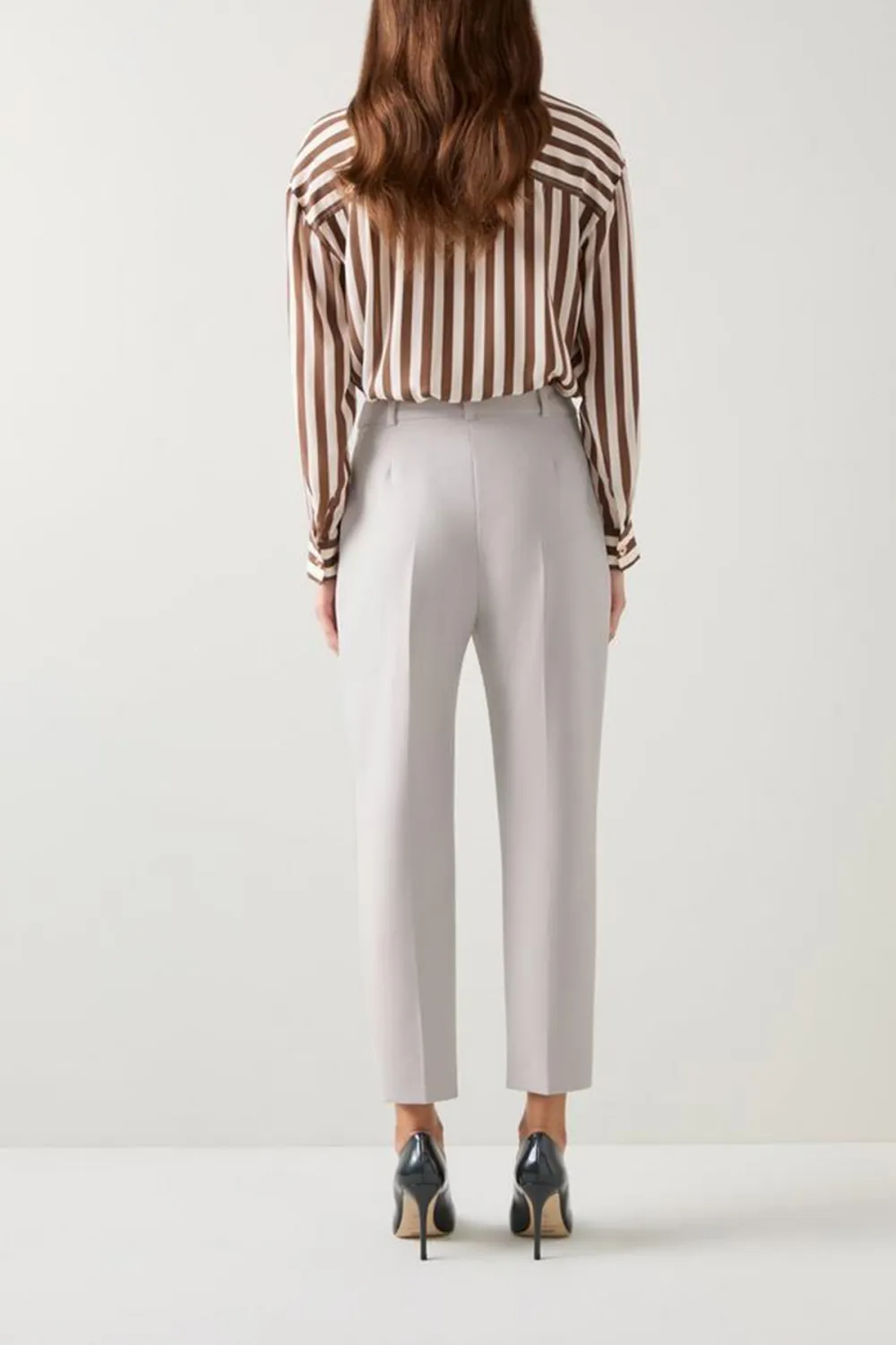 Light Grey Slim Fit Ankle Length Trousers