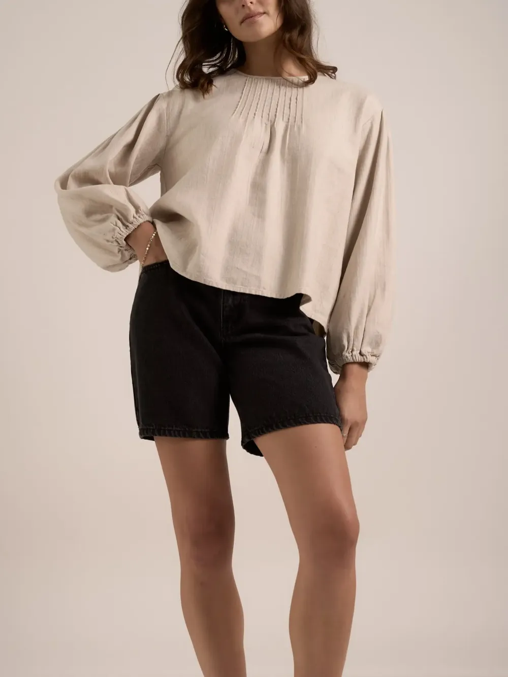 Pleated Linen Top