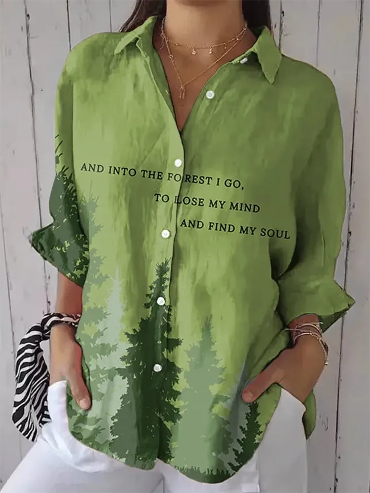Women'S National Park Casual Lapel Shirt