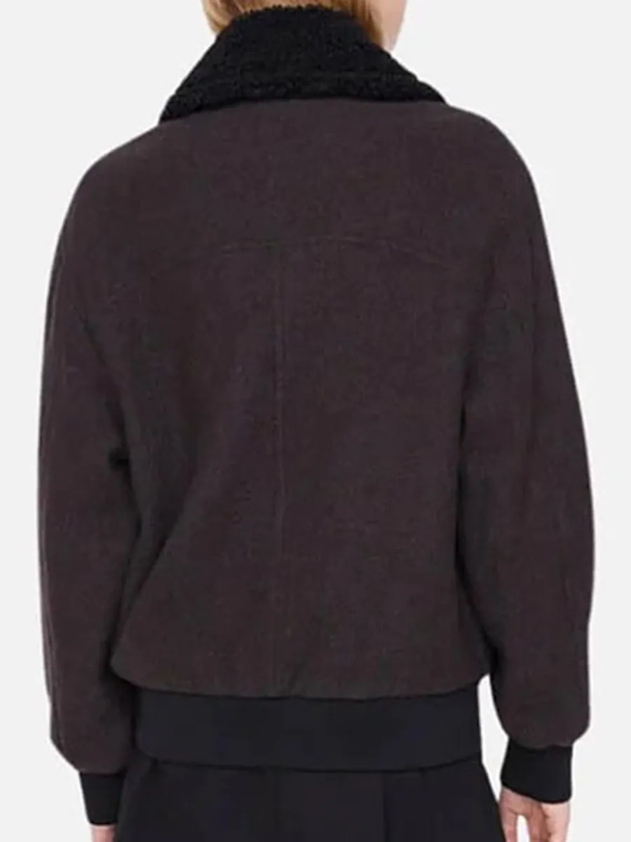 Dark Brown Fleece - Collar Bomber Jacket