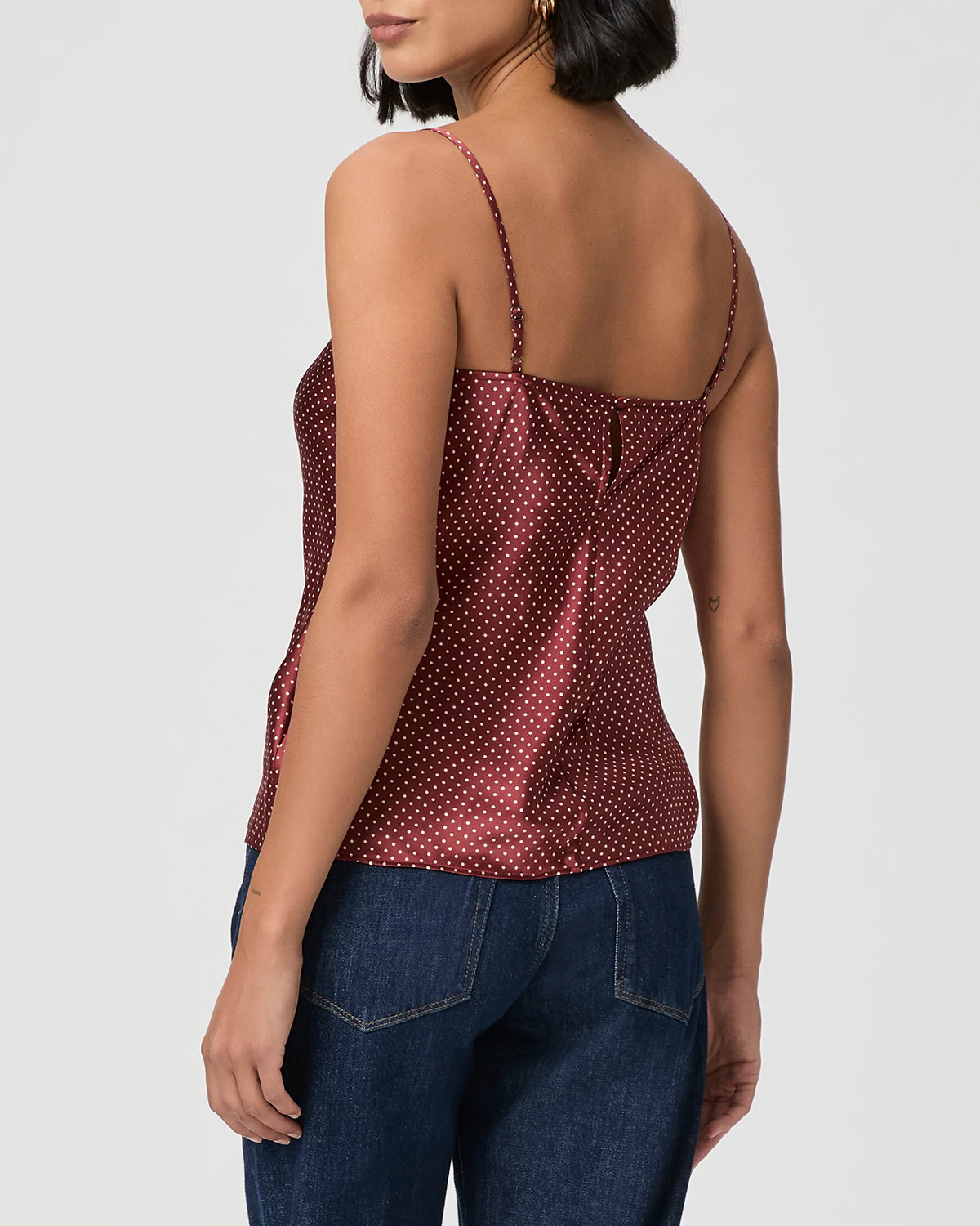Burgundy Polka Dot Spaghetti Strap Cami