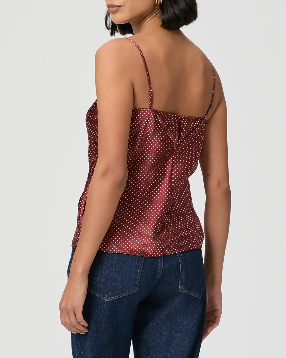 Burgundy Polka Dot Spaghetti Strap Cami
