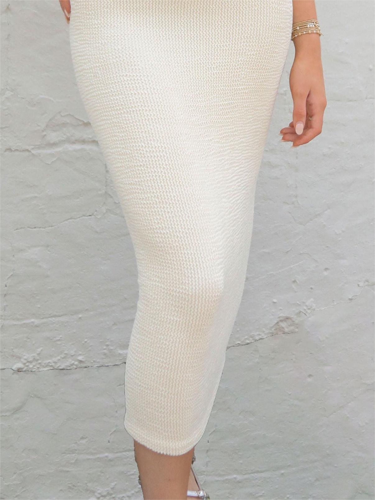 White Textured Midi Skirt