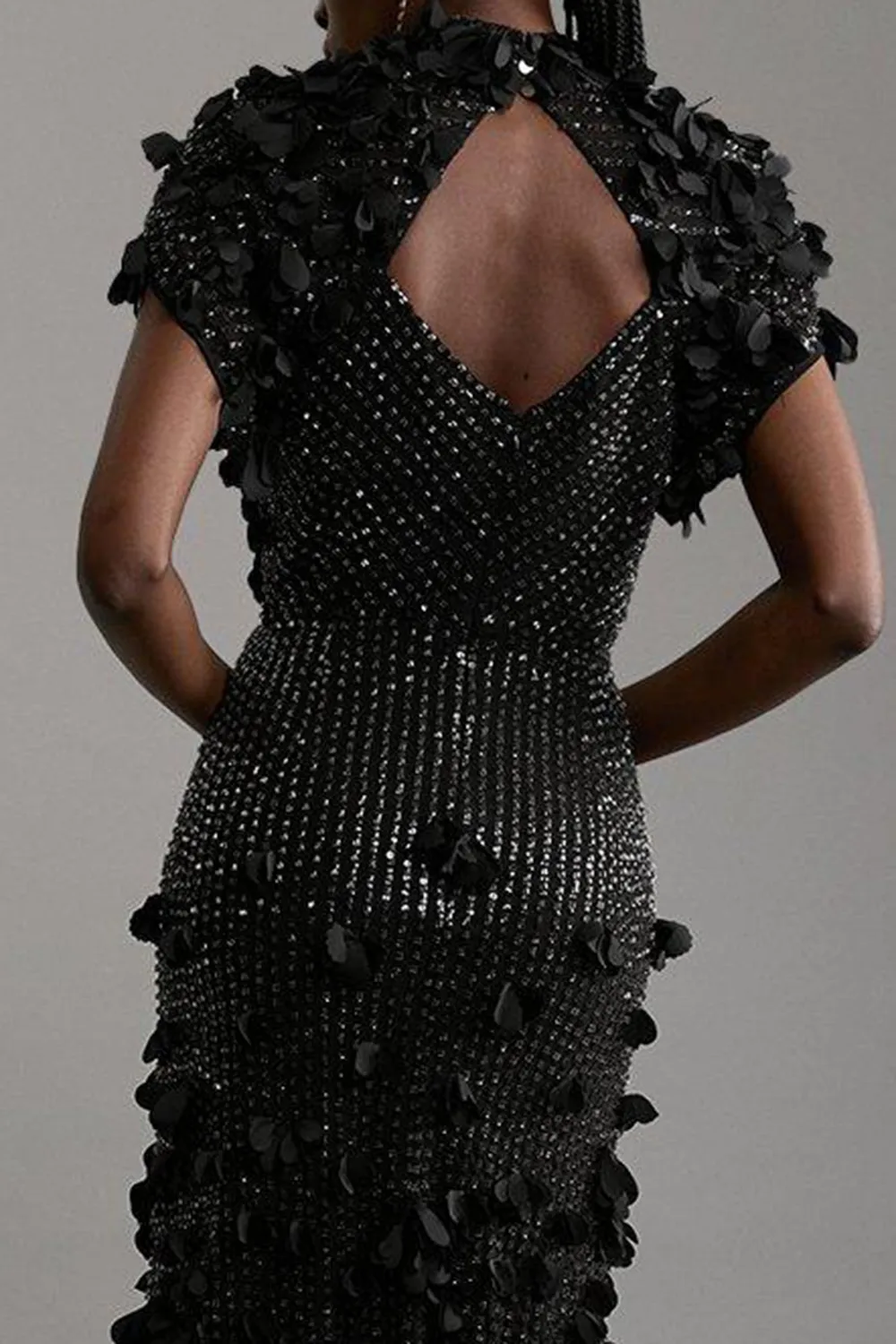 Petite Crystal Applique Angel Sleeve Midaxi Dress