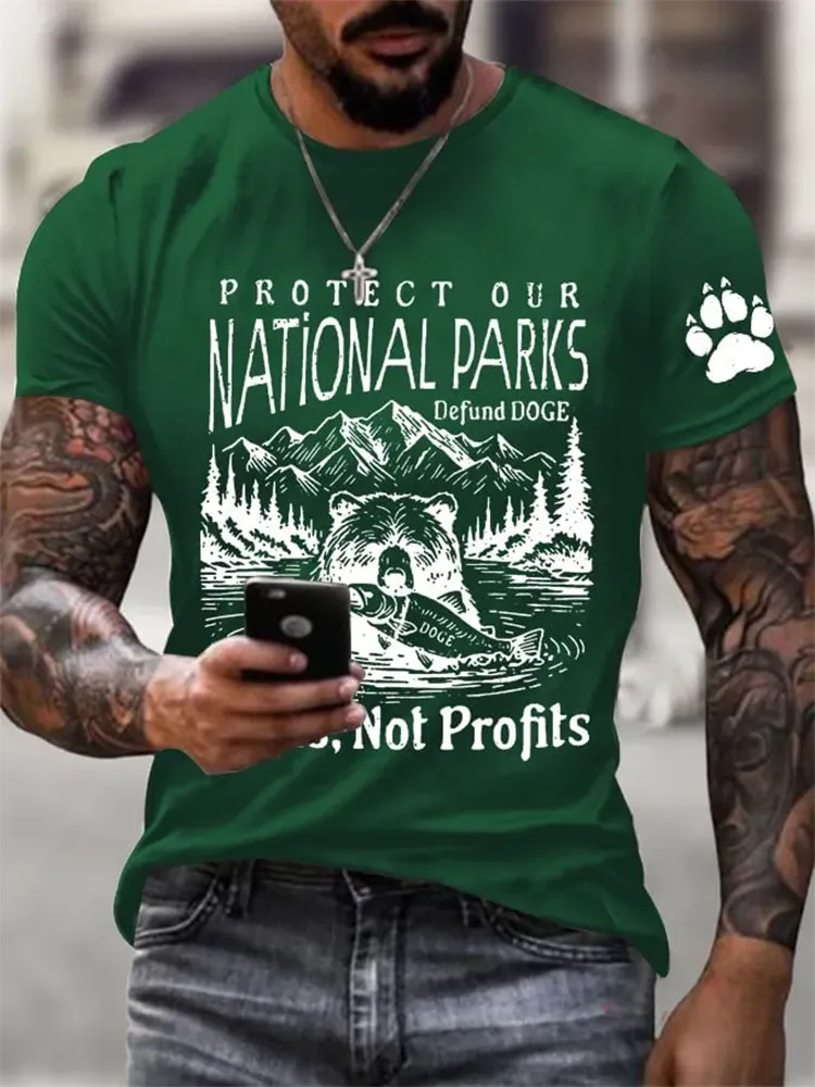 Man'S Protect Our National Parks defund doge Round-Nack Short Sleeve T-Shirt