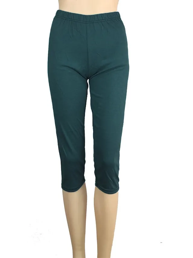 Women's Casual Sports Leggings Capri shorts Scrunch Butt Shorts Elastic Waist Calf-Length Pants Daily Yoga Stretchy Cotton Blend Lightweight Sports High Waist Slim Gray Green 7 points cotton gray 7