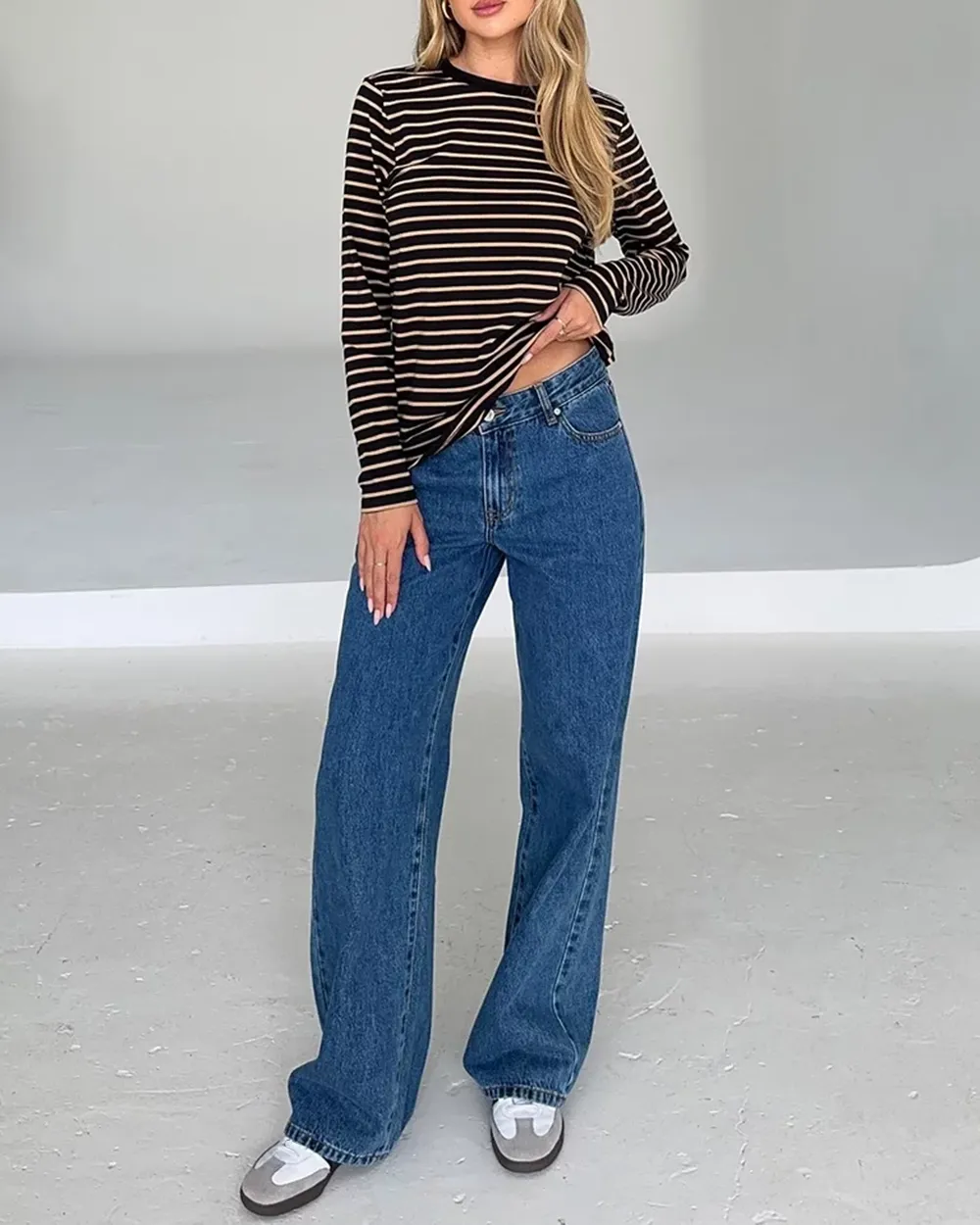 Long Sleeve Stripe Boyfriend Tee