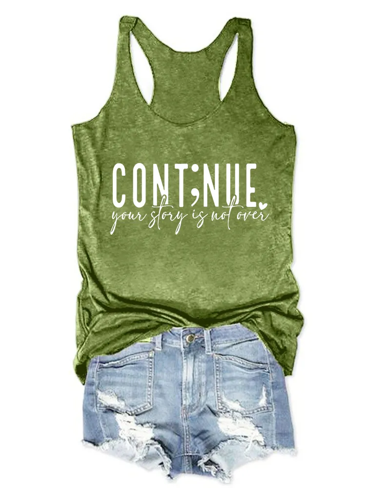 Women'S Round-Neck Sleeveless Vest Continue Prints