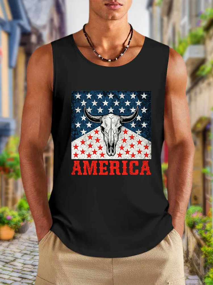 Men'S America Round-Necked Sleeveless Vest