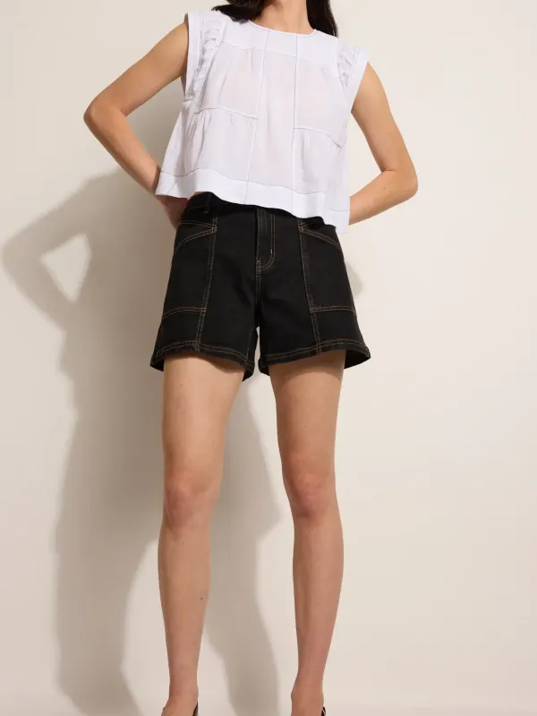 Washed Black Denim Short