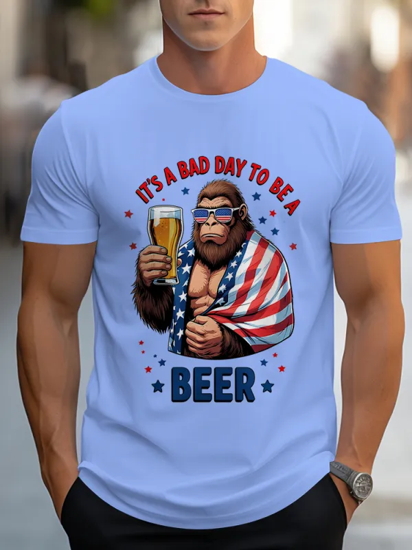 Man'S It'S A Bad Day To Be A Beer Round-Neck Short-Sleeved T-Shirt