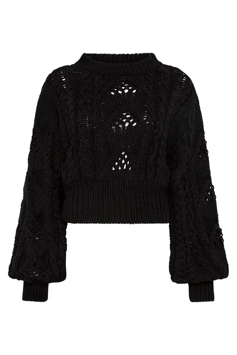 Cable Knit Black Sweater
