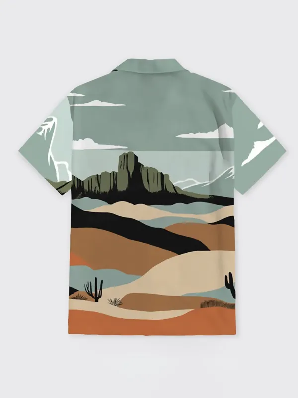 Desert Landscape Pattern Button Up Shirt