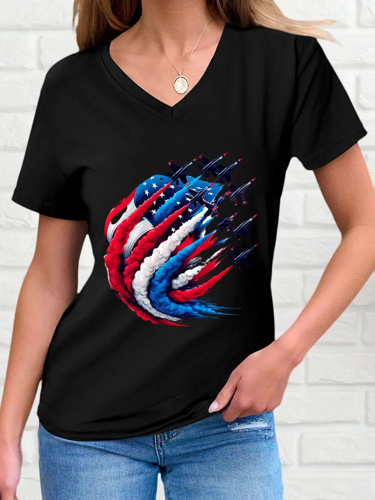 Woman'S Independence Day Print Short-Sleeved T-Shirt