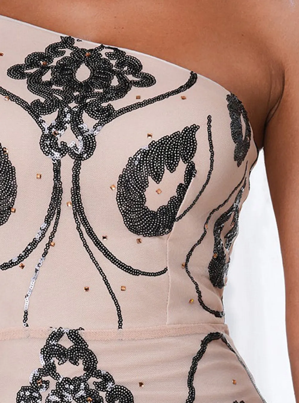 One Shoulder Spaghetti Graphic Prom Dress