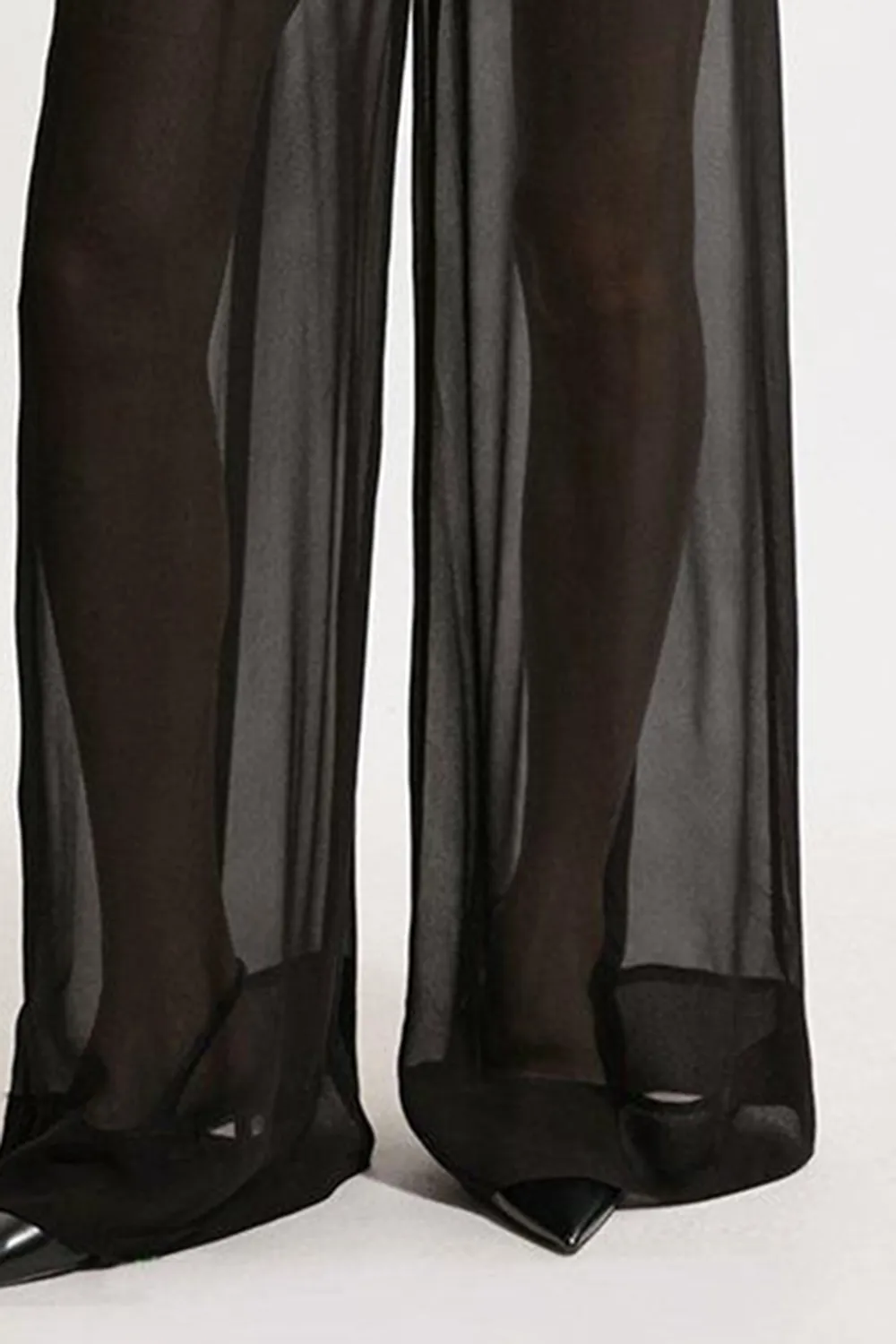 Sheer Viscose Georgette Woven Side Split Trousers