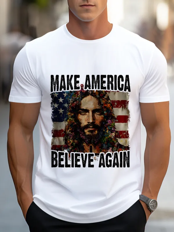 Man'S Make America Believe Again Round-Neck Short-Sleeved T-Shirt