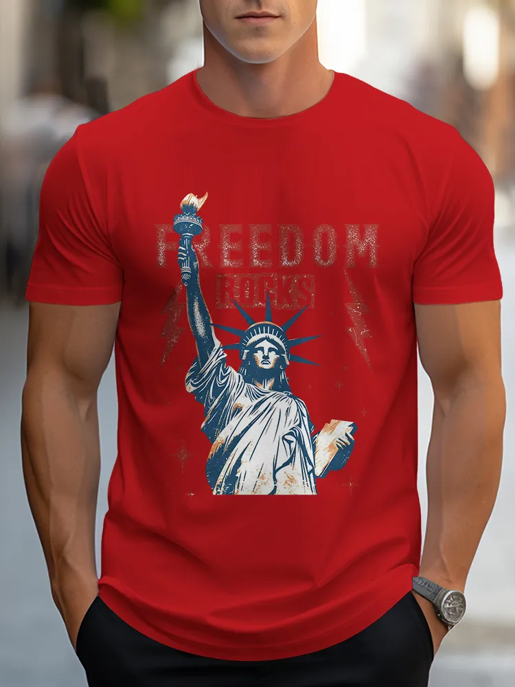 Man'S Freedom Rocks Round-Neck Short-Sleeved T-Shirt