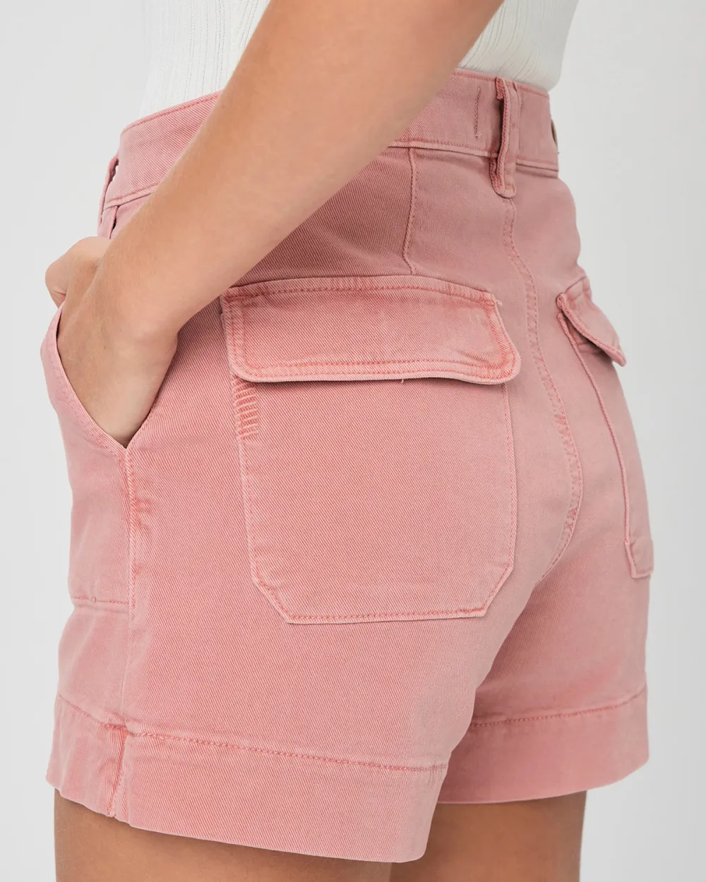 Pink Button Front High Waisted Shorts