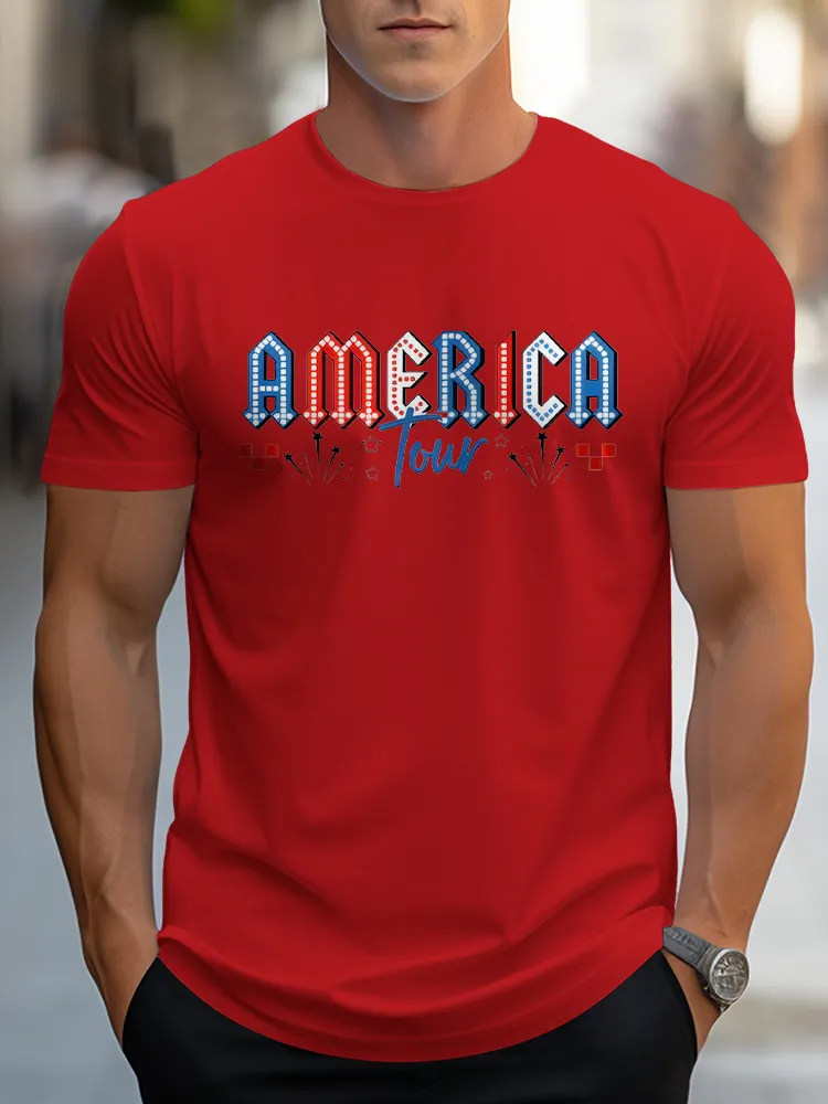Man'S America Four Round-Neck Short-Sleeved T-Shirt