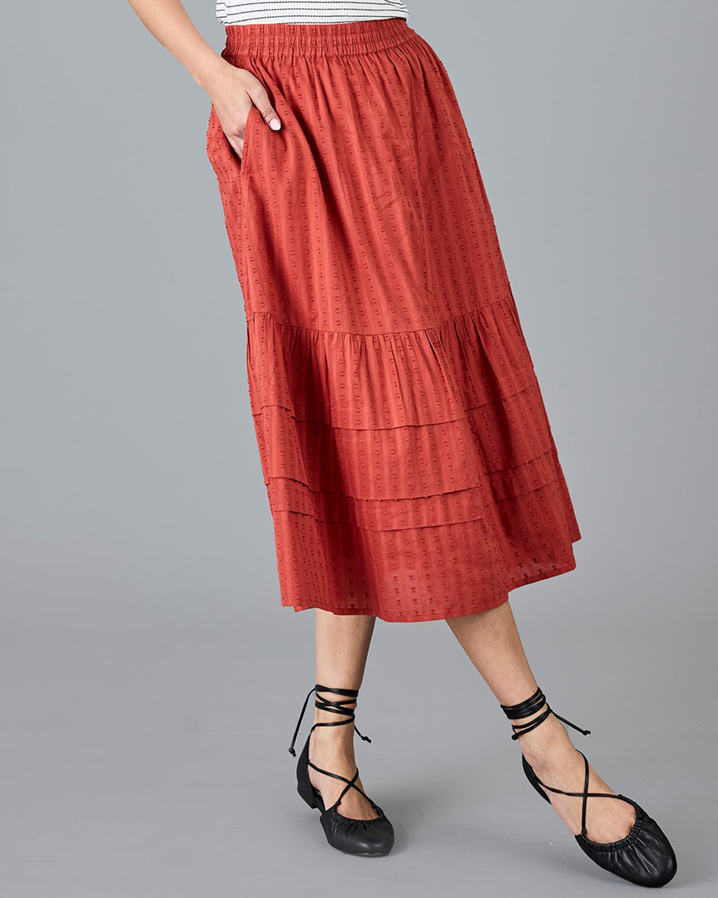 Red High Waisted Skirt