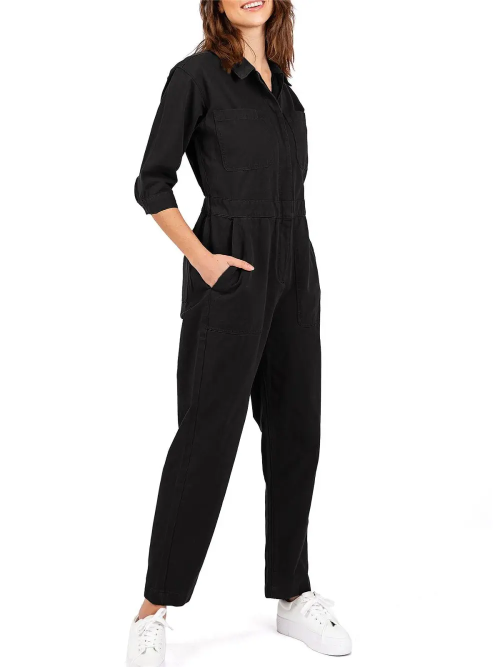 Olive Green Long - Sleeve Cargo Jumpsuit