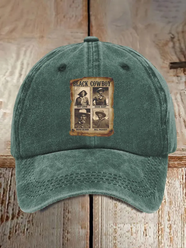 Black Cowboy Printed Baseball Cap