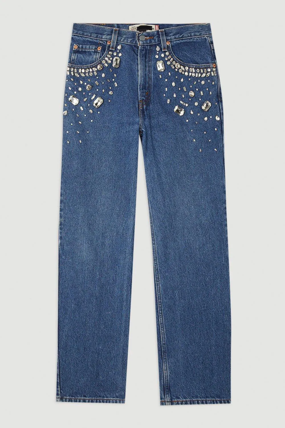 Hand Embellished Vintage Straight Leg Jean