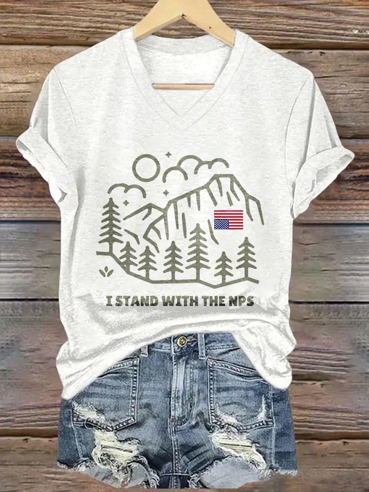 Women'S I Stand With The Nps V-Neck T-Shirt