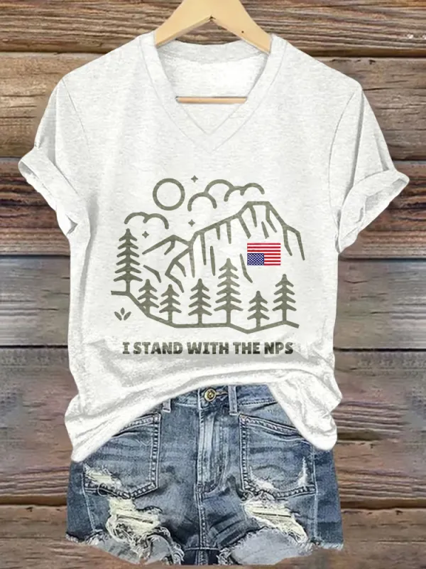 Women'S I Stand With The Nps V-Neck T-Shirt