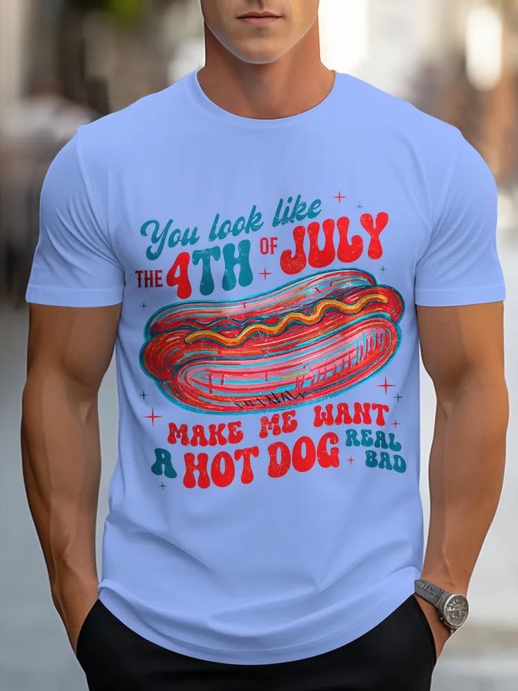 Man'S You Look Like The 4Th Of July Round-Neck Short-Sleeved T-Shirt
