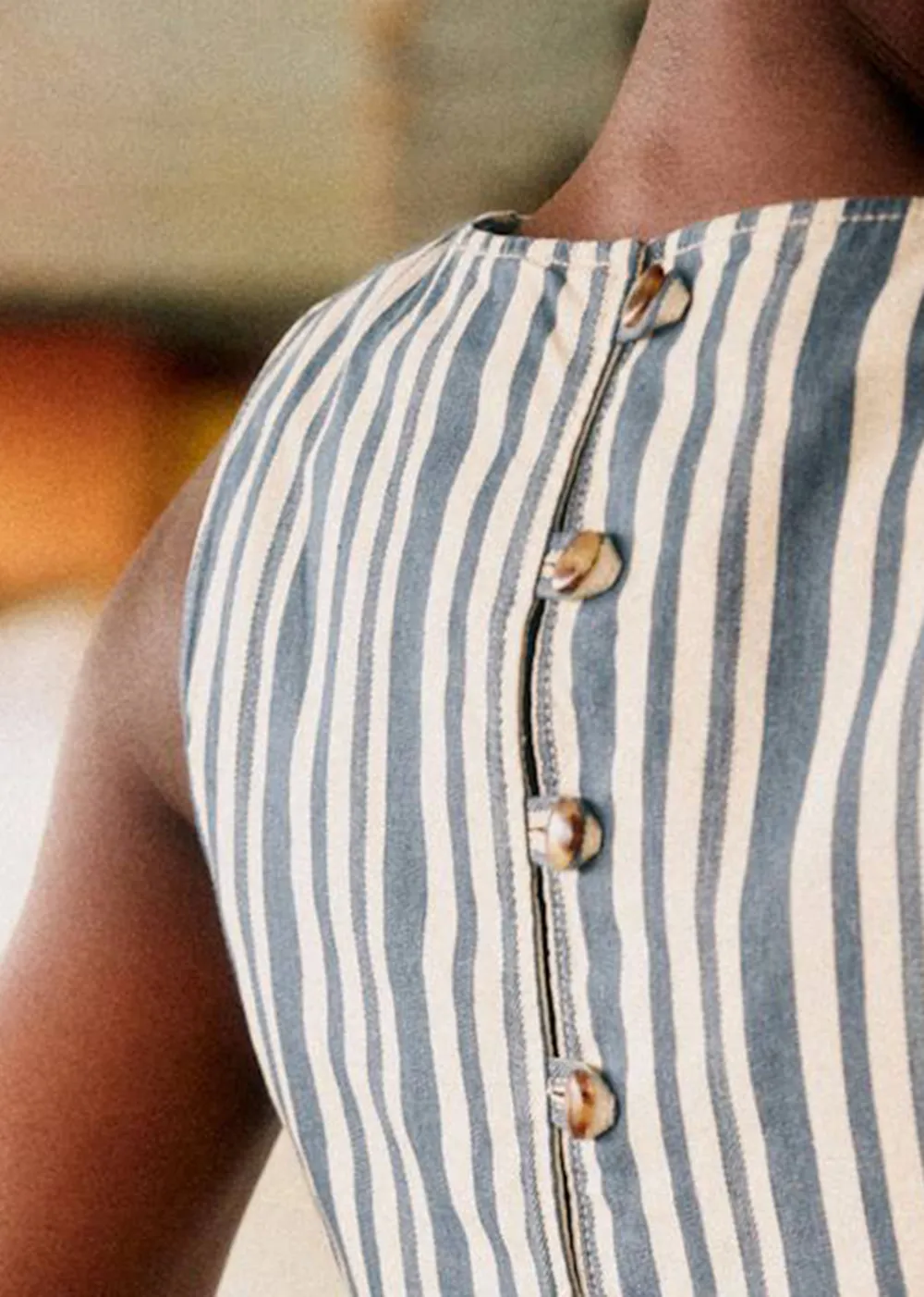 Sleeveless Striped Denim Jacket