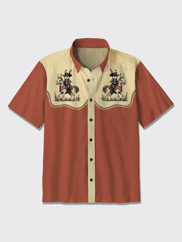 Rabbit On A Horse Button Up Shirt