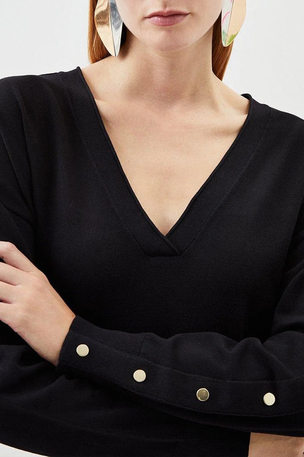 Viscose Blend V Neck Knit Jumper
