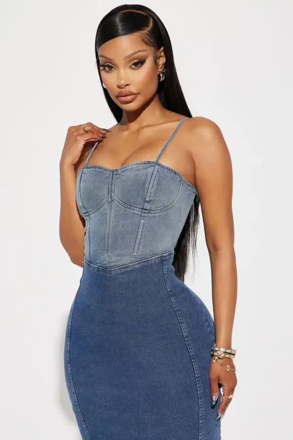 Rodeo Babe Denim Midi Dress - Blue