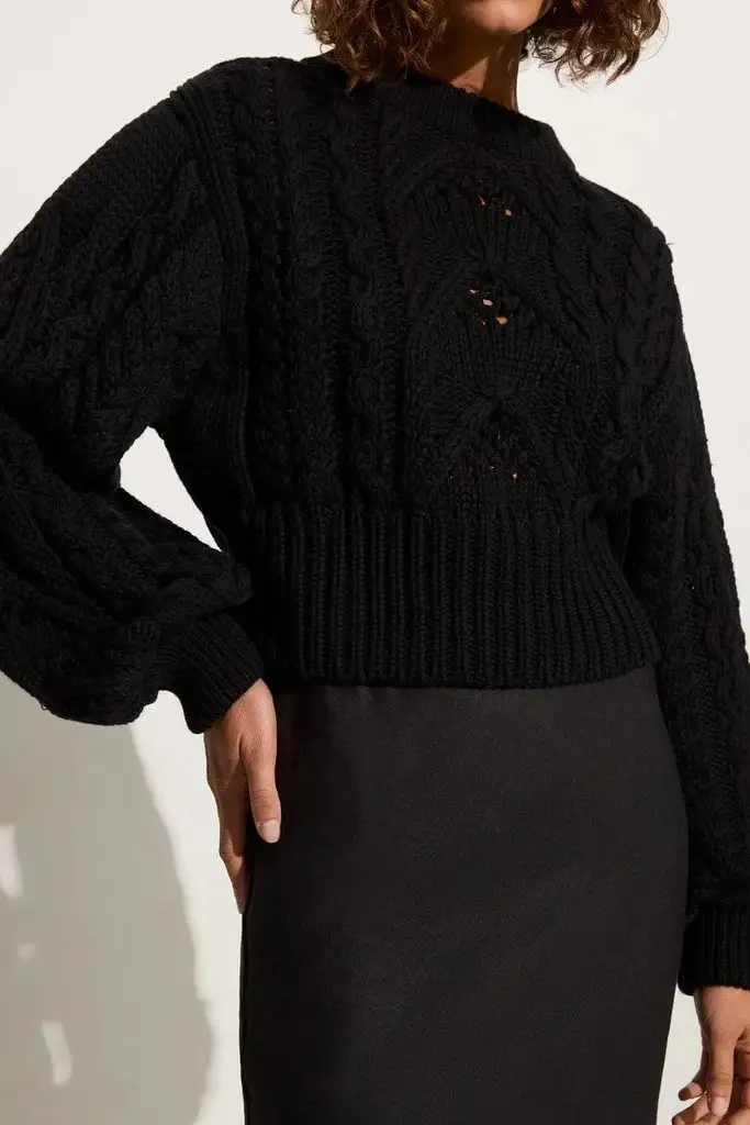 Cable Knit Black Sweater