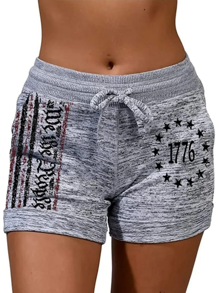 Women'S Trousers, Flag-Printed Casual Straight-Leg Pants And Shorts