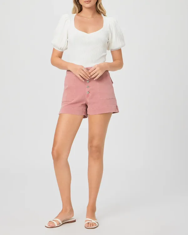 Pink Button Front High Waisted Shorts