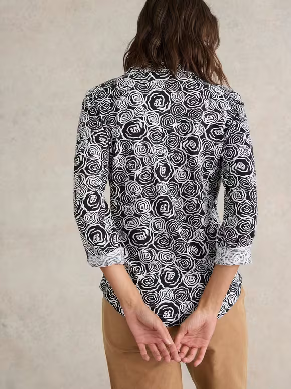 Long-Sleeved Art Graphic Cotton Shirt