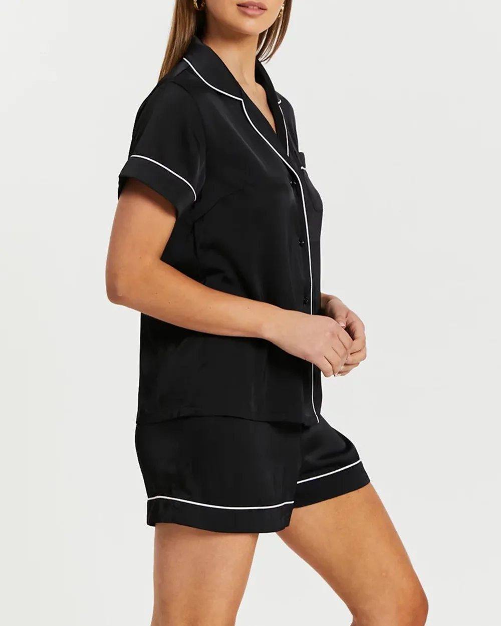 Short Satin Shirt PJ Set