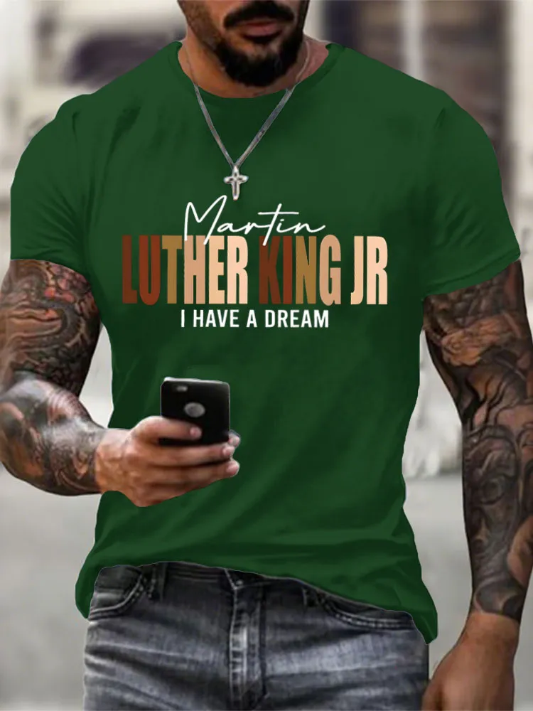 Men'S Round-Neck Short-Sleeved T-Shirt Luther Ling Jr I Have A Dream